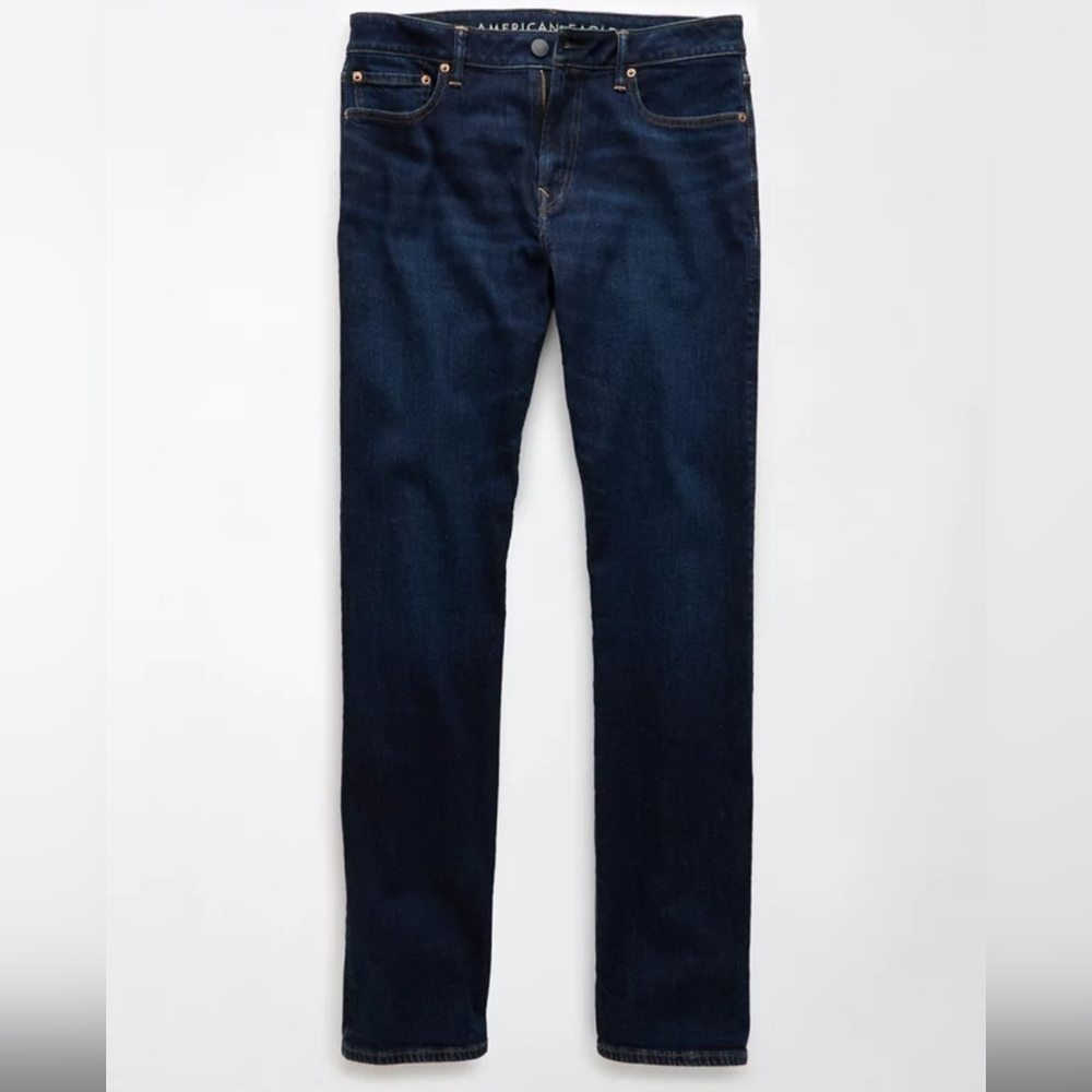 American Eagle Airflex + Slim Straight Blue Dark Wash Jeans